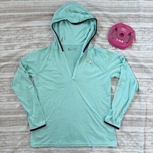 💪🏻 Under Armour Light Blue Heather Medium Hooded Long Sleeve VNeck